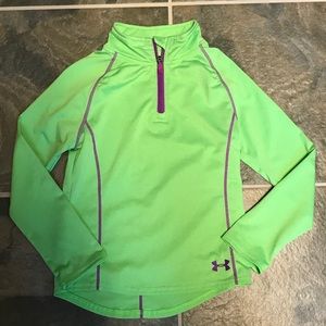Girls Lime Green Under Armour 1/4 Zip Jacket 5